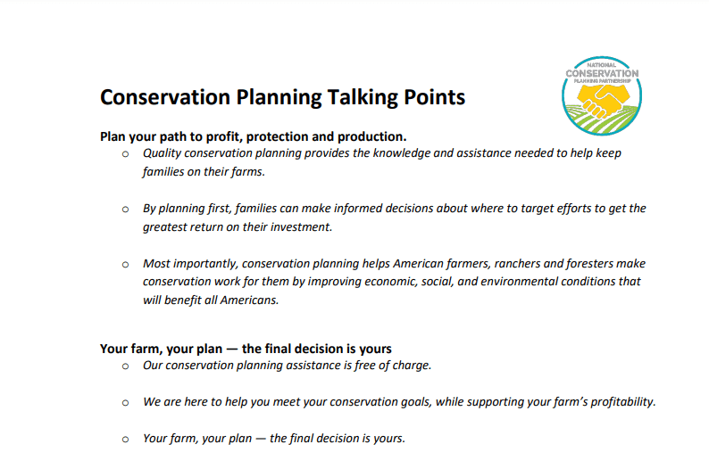 Conservation Planning talking points.